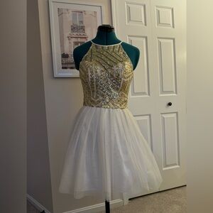 B Darlin White and Gold Dress